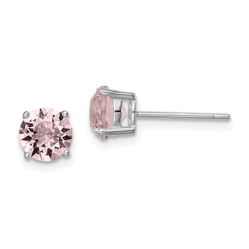 Sterlingsilber Rhodiniert Lavender Rosa Kristall Geburtsstein Ohrringe