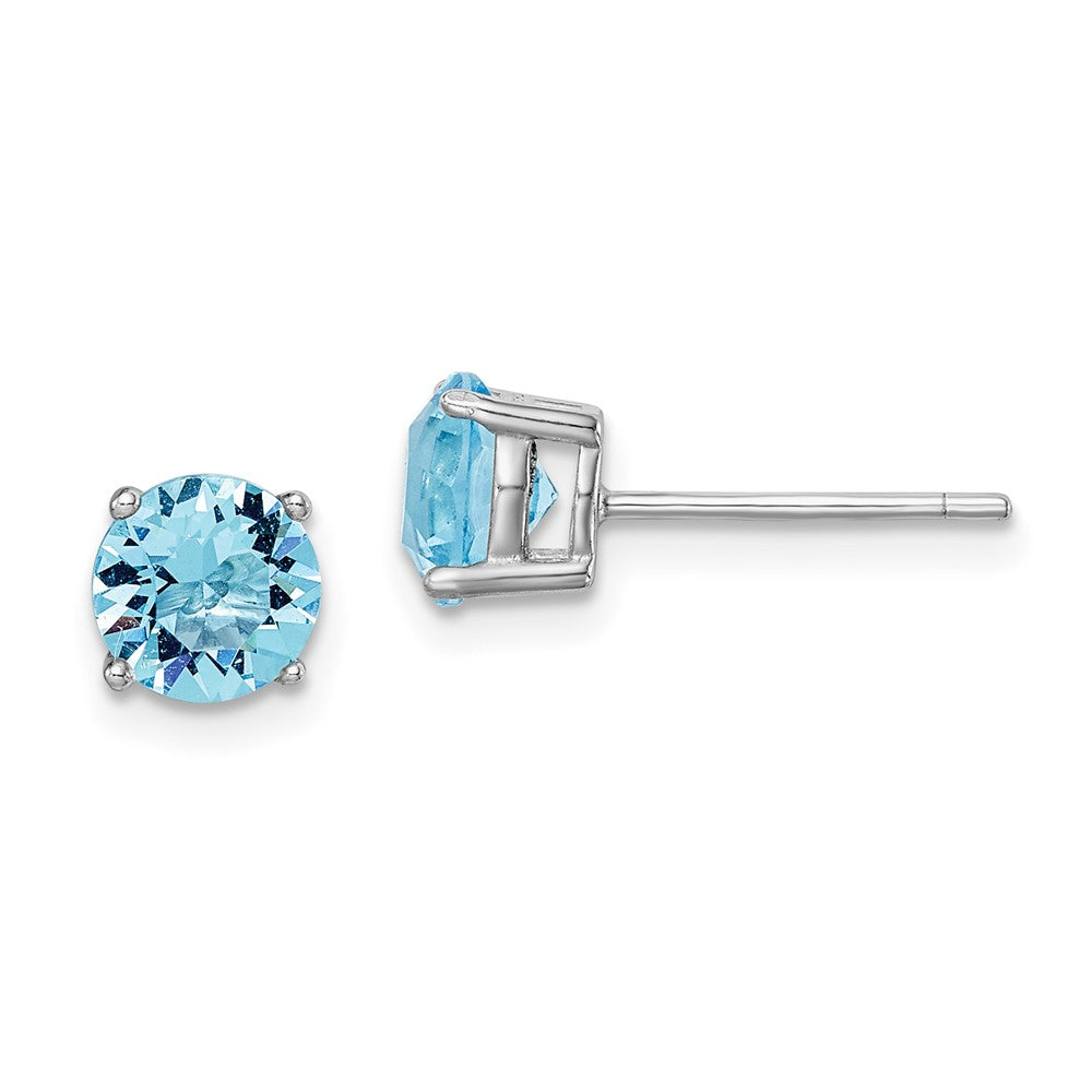 Sterlingsilber Rhodiniert Aqua Blau Kristall Geburtsstein Ohrringe