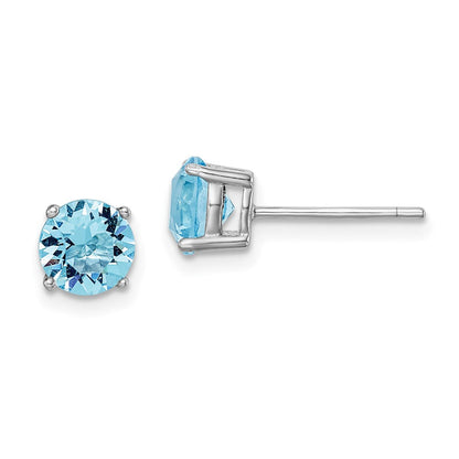 Sterlingsilber Rhodiniert Aqua Blau Kristall Geburtsstein Ohrringe