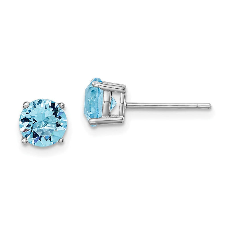 Sterlingsilber Rhodiniert Aqua Blau Kristall Geburtsstein Ohrringe