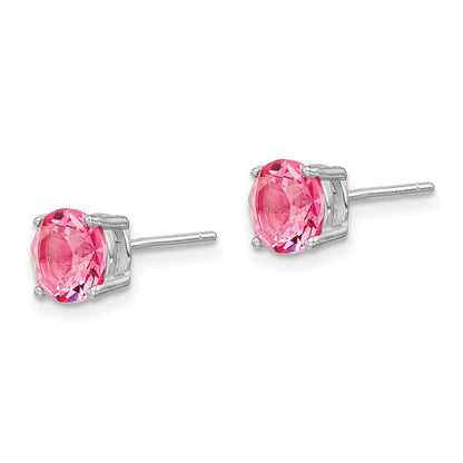 Sterlingsilber Rhodiniert Rosa Kristall Geburtsstein Ohrringe