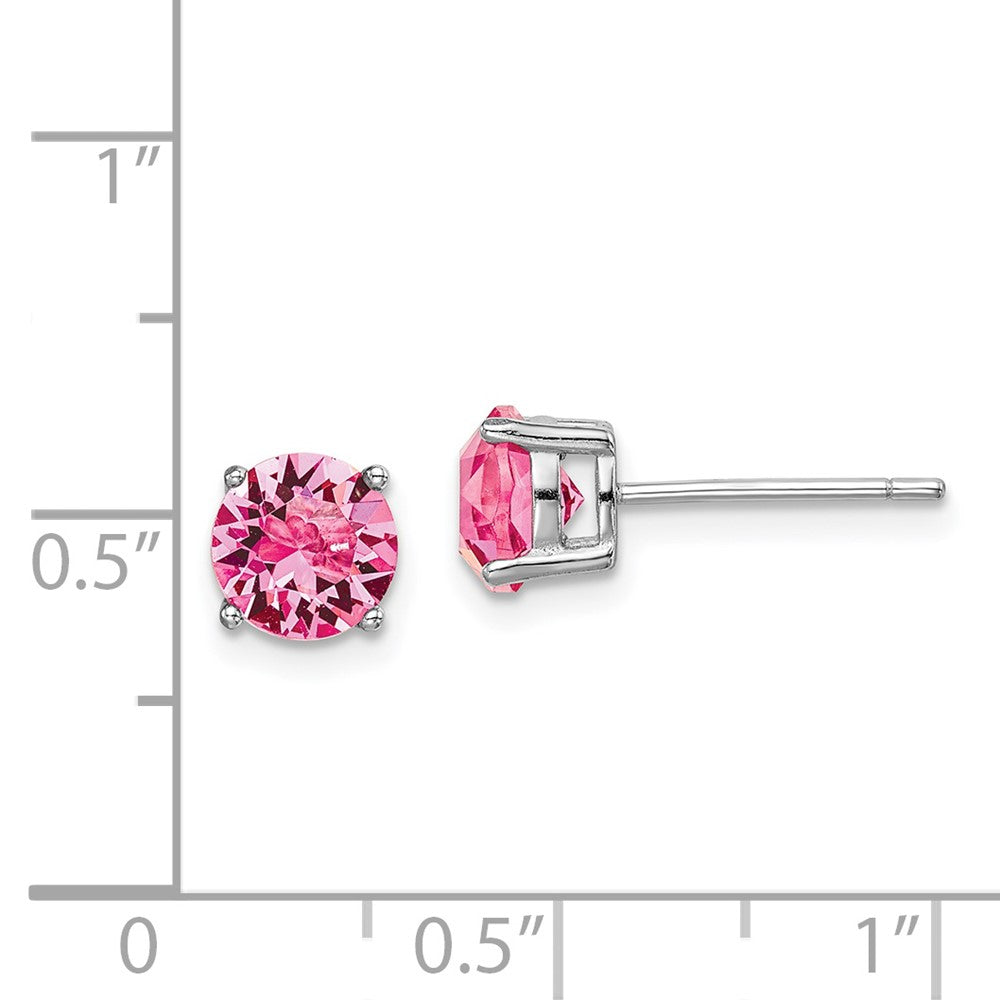 Sterlingsilber Rhodiniert Rosa Kristall Geburtsstein Ohrringe