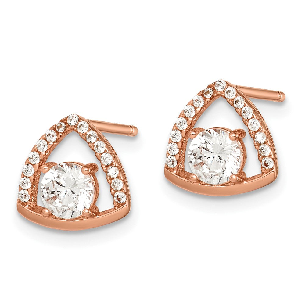 Ss/vergoldet Sterlingsilber Roséfarben Dreieck Zirkonia Ohrstecker