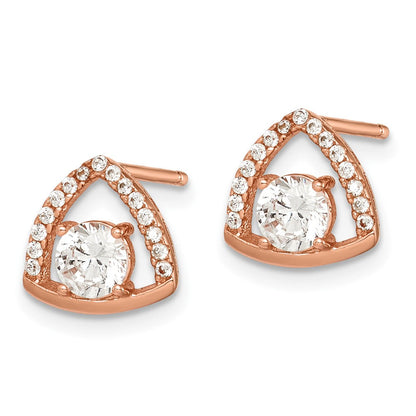 Ss/vergoldet Sterlingsilber Roséfarben Dreieck Zirkonia Ohrstecker
