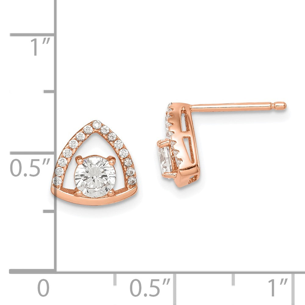 Ss/vergoldet Sterlingsilber Roséfarben Dreieck Zirkonia Ohrstecker