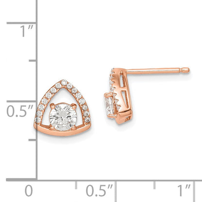 Ss/vergoldet Sterlingsilber Roséfarben Dreieck Zirkonia Ohrstecker