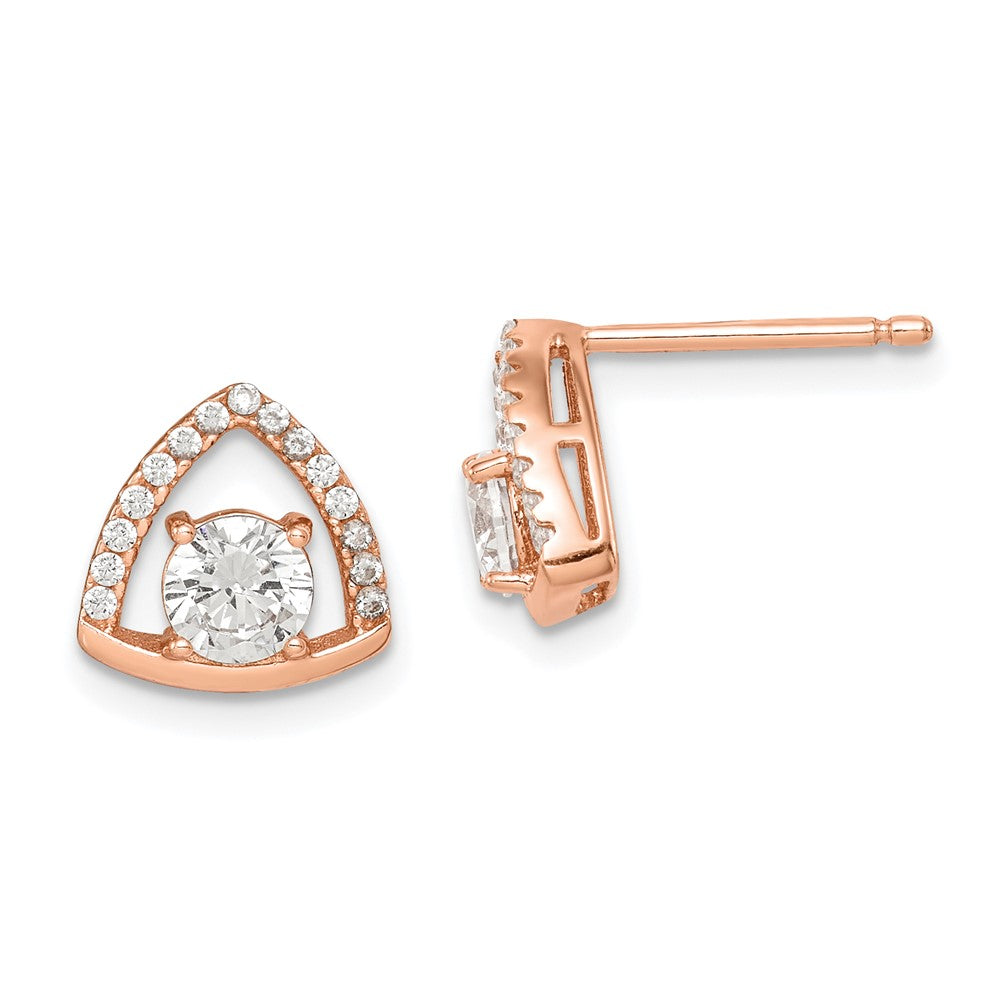 Ss/vergoldet Sterlingsilber Roséfarben Dreieck Zirkonia Ohrstecker