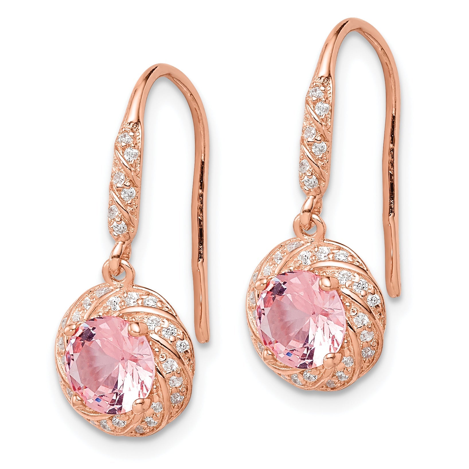 Sterlingsilber Roséfarben Rosa Kristall und Zirkonia Ohrhänger