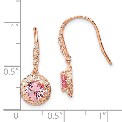Sterlingsilber Roséfarben Rosa Kristall und Zirkonia Ohrhänger