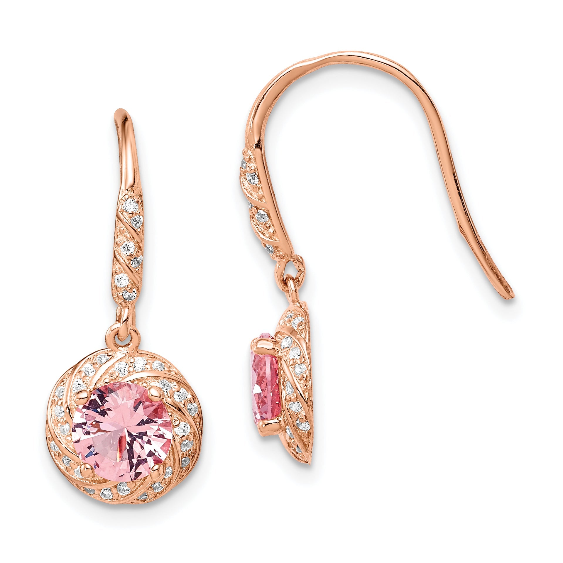 Sterlingsilber Roséfarben Rosa Kristall und Zirkonia Ohrhänger