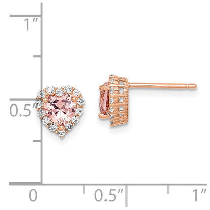 Sterlingsilber Roségoldbeschichtet Stecker Zirkonia und Kristall Rosa Herz Ohrringe
