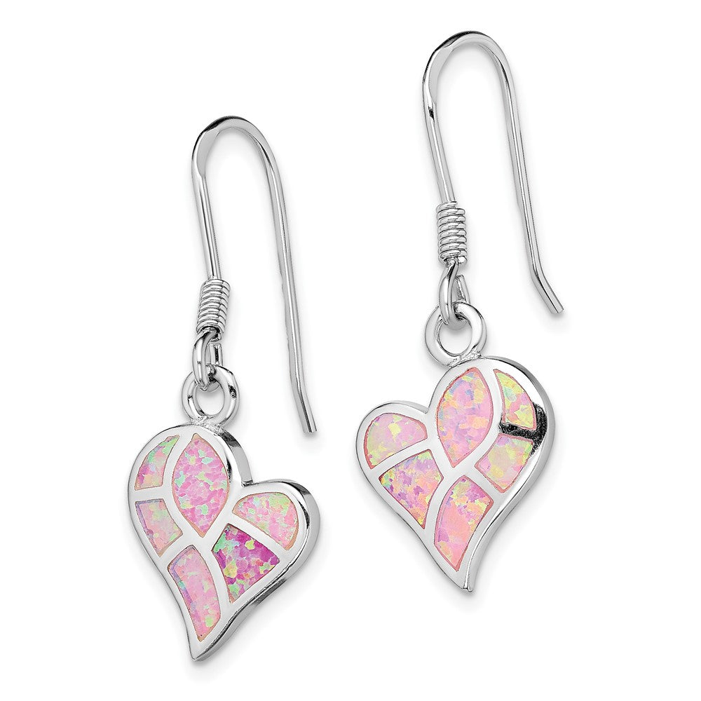 Sterlingsilber Rhodiniert Creat. Rosa Opal Herz Ohrhänger