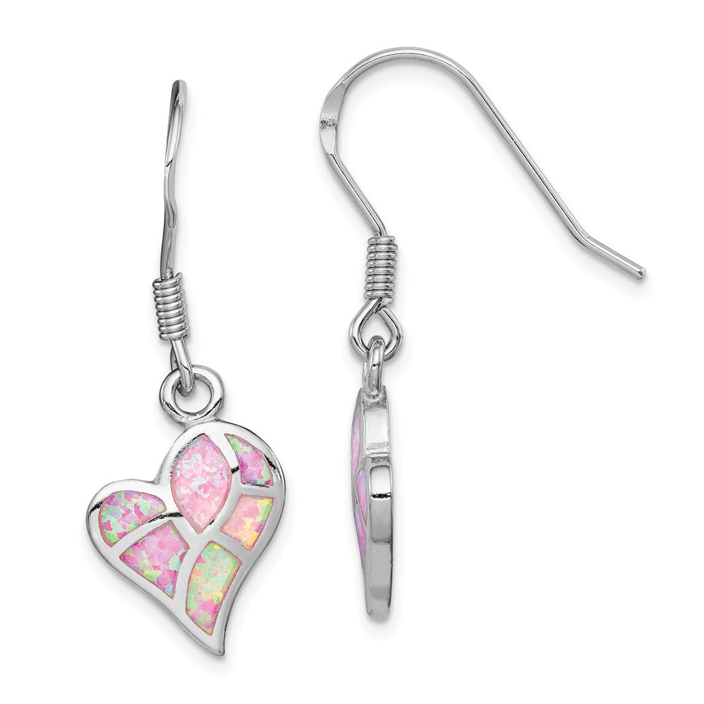 Sterlingsilber Rhodiniert Creat. Rosa Opal Herz Ohrhänger