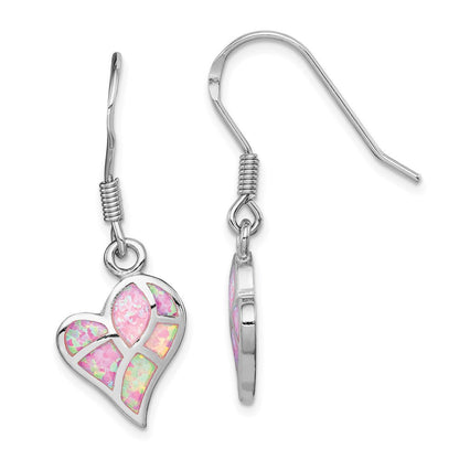 Sterlingsilber Rhodiniert Creat. Rosa Opal Herz Ohrhänger