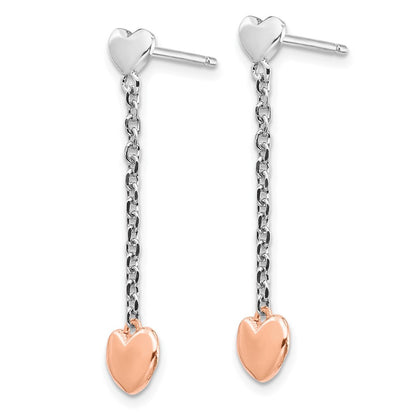 Sterlingsilber Rhodiniert Rose Vergoldet Herz Ohrstecker