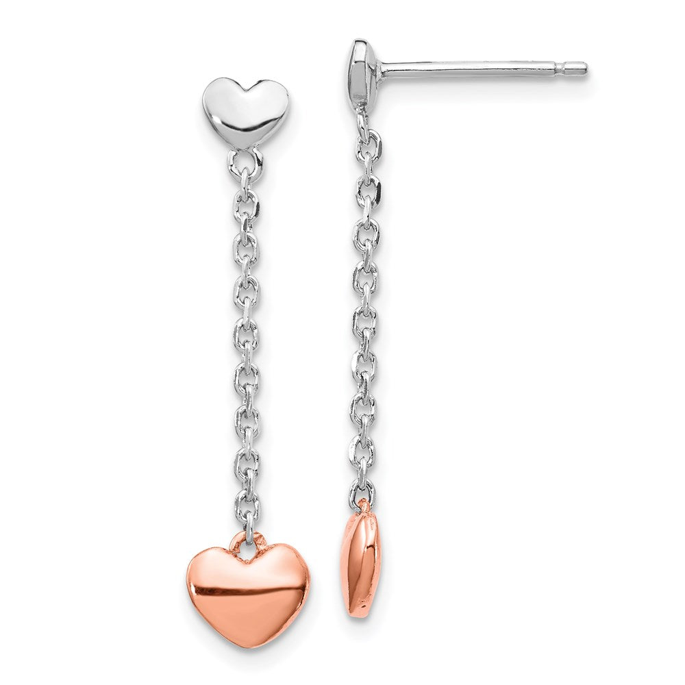 Sterlingsilber Rhodiniert Rose Vergoldet Herz Ohrstecker