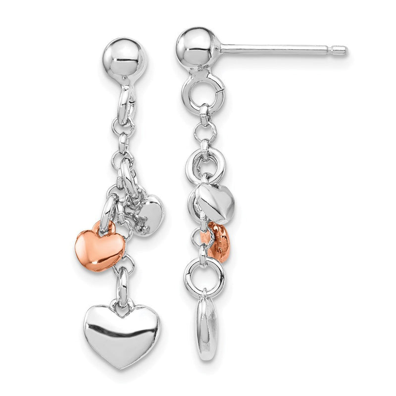 Sterlingsilber Rhodiniert Rose Vergoldet Herz Ohrhänger