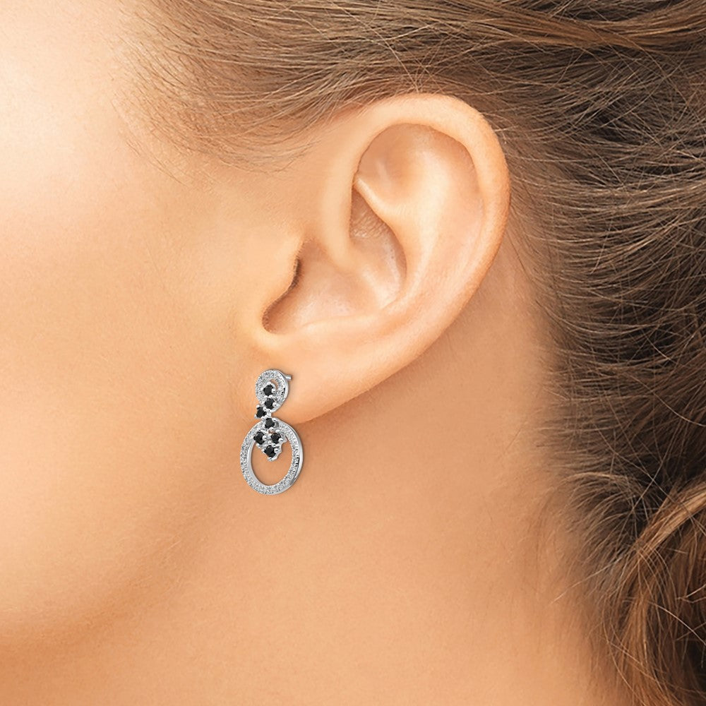 Sterlingsilber Rhodiniert Zirkonia und Spinell 2-circle Ohrstecker