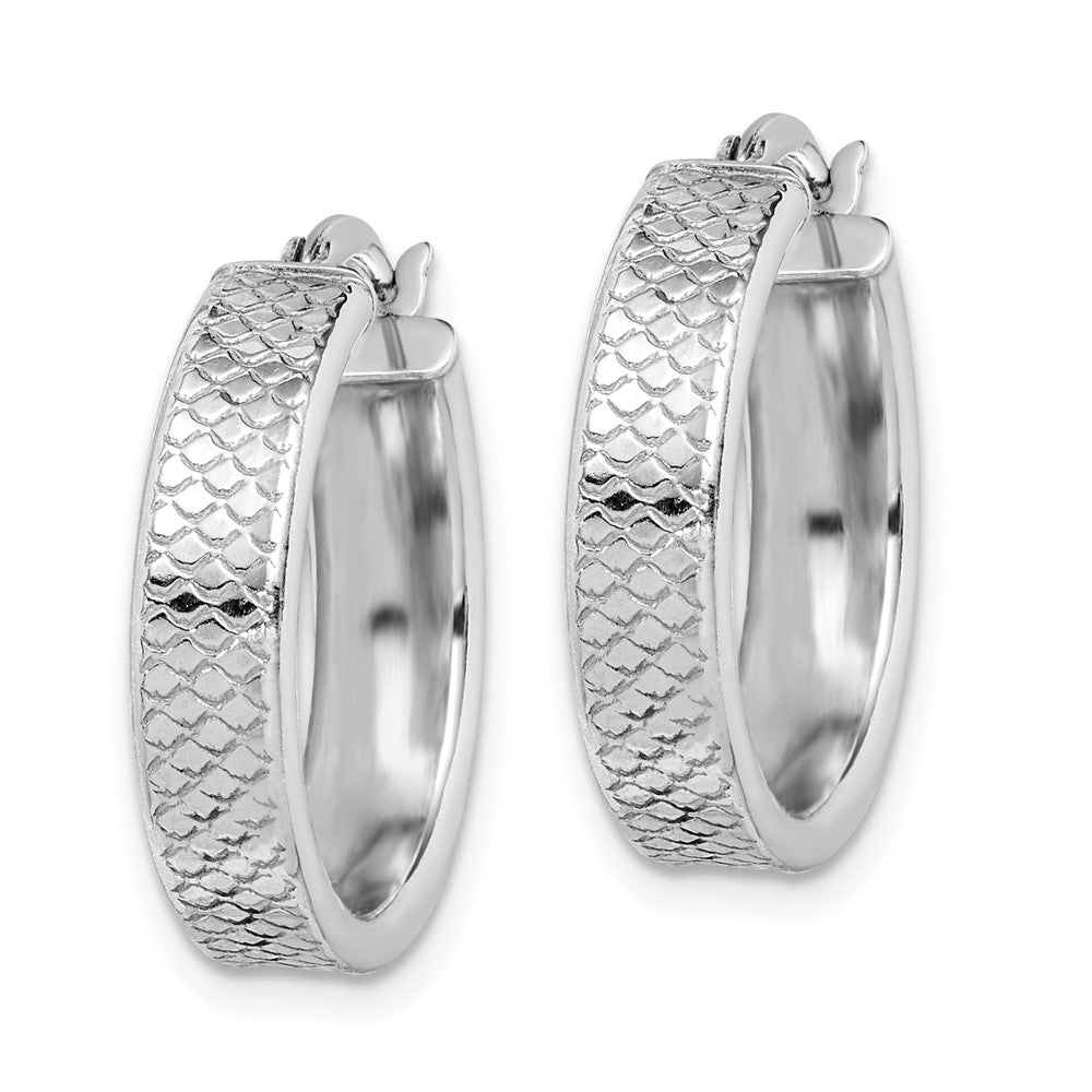 Sterlingsilber Rhodiniert Strukturiert 5x20mm Creolen