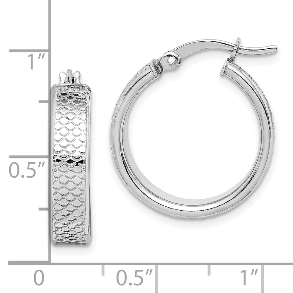 Sterlingsilber Rhodiniert Strukturiert 5x20mm Creolen