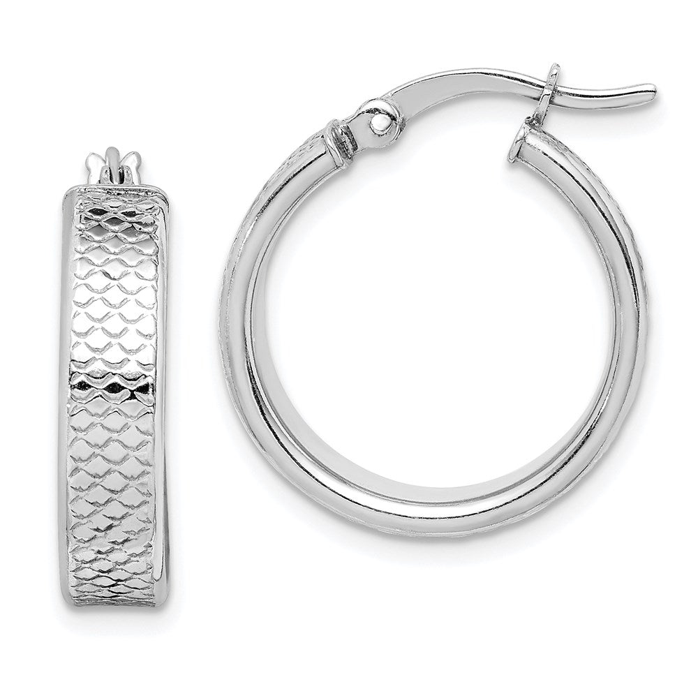 Sterlingsilber Rhodiniert Strukturiert 5x20mm Creolen
