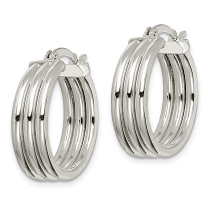 Sterlingsilber Poliert Gerillt 6.5x20mm Creolen