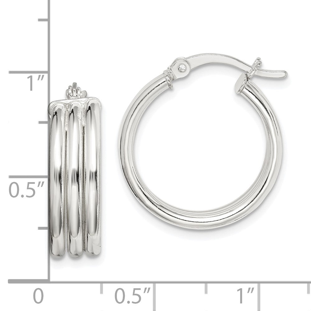 Sterlingsilber Poliert Gerillt 6.5x20mm Creolen
