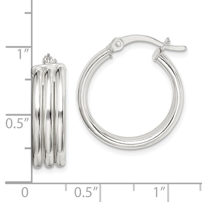 Sterlingsilber Poliert Gerillt 6.5x20mm Creolen