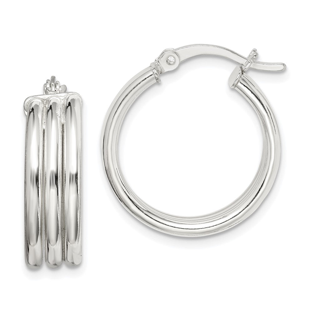 Sterlingsilber Poliert Gerillt 6.5x20mm Creolen