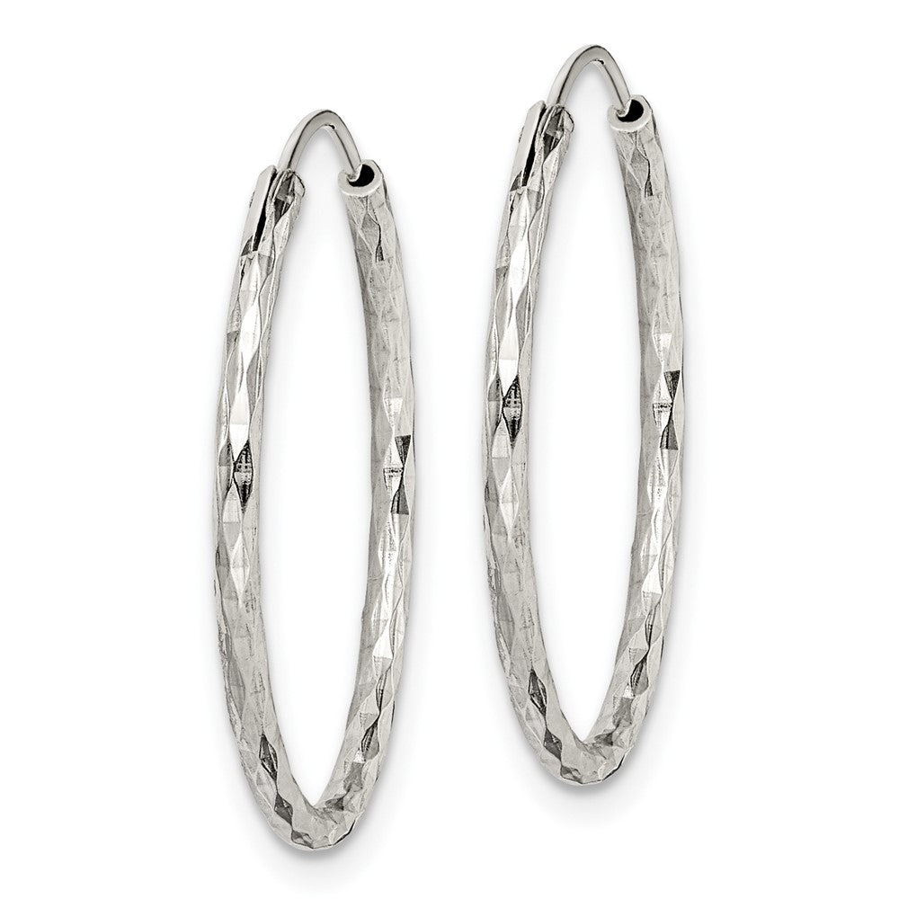 Sterlingsilber Diamantiert 1.5x24mm Endlos Creolen
