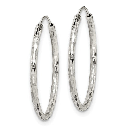 Sterlingsilber Diamantiert 1.5x24mm Endlos Creolen