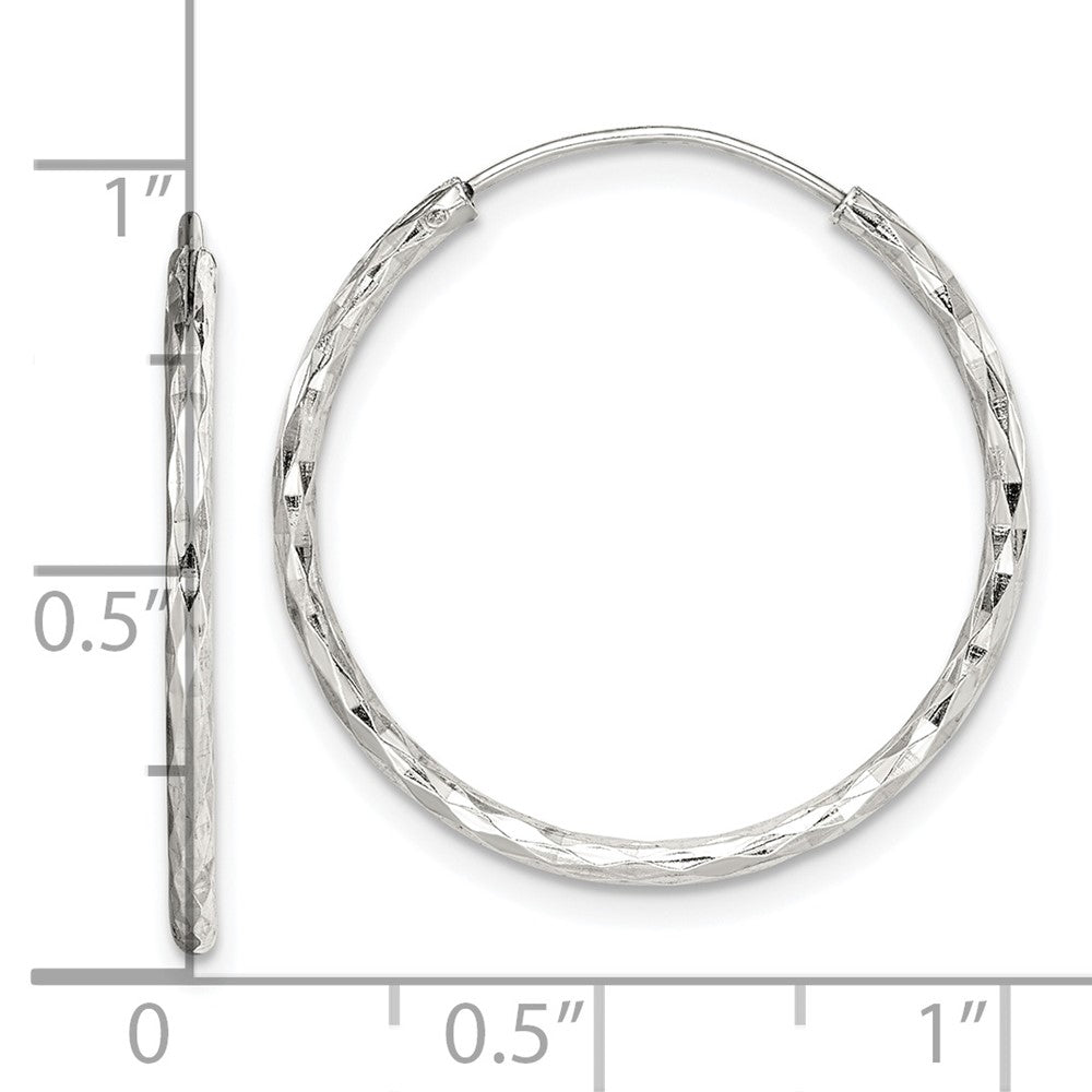 Sterlingsilber Diamantiert 1.5x24mm Endlos Creolen