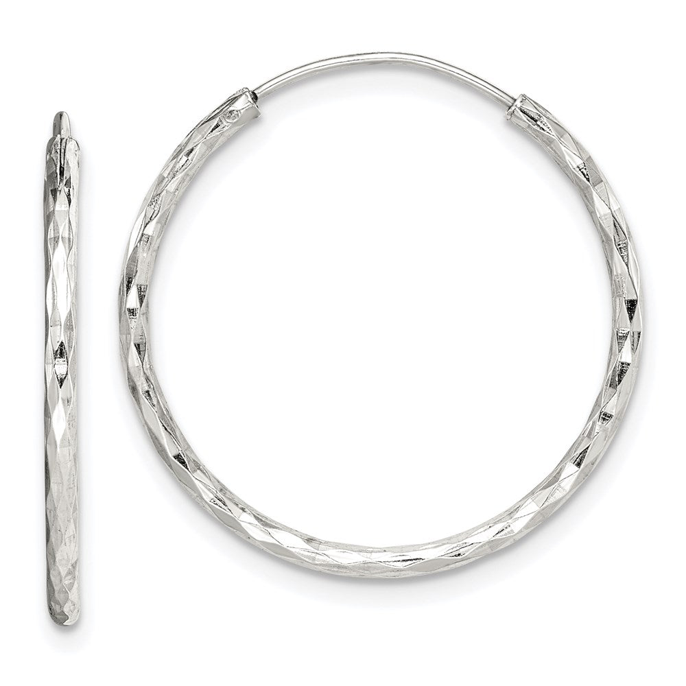 Sterlingsilber Diamantiert 1.5x24mm Endlos Creolen