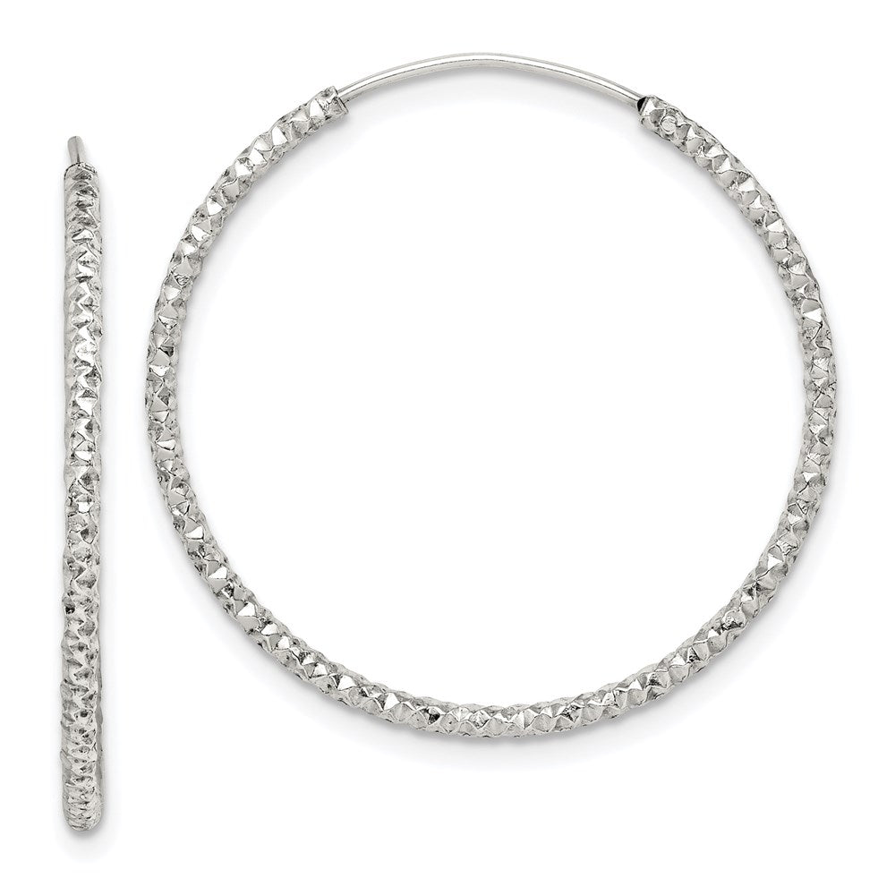 Sterlingsilber Diamantiert 1.5x28mm Endlos Creolen