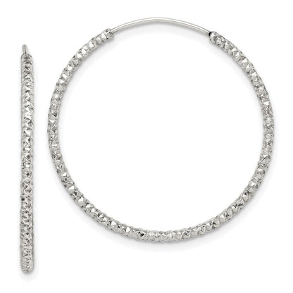 Sterlingsilber Diamantiert 1.5x28mm Endlos Creolen