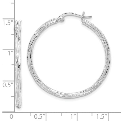 Sterlingsilber Rhodiniert 2x35mm Gedreht Creolen
