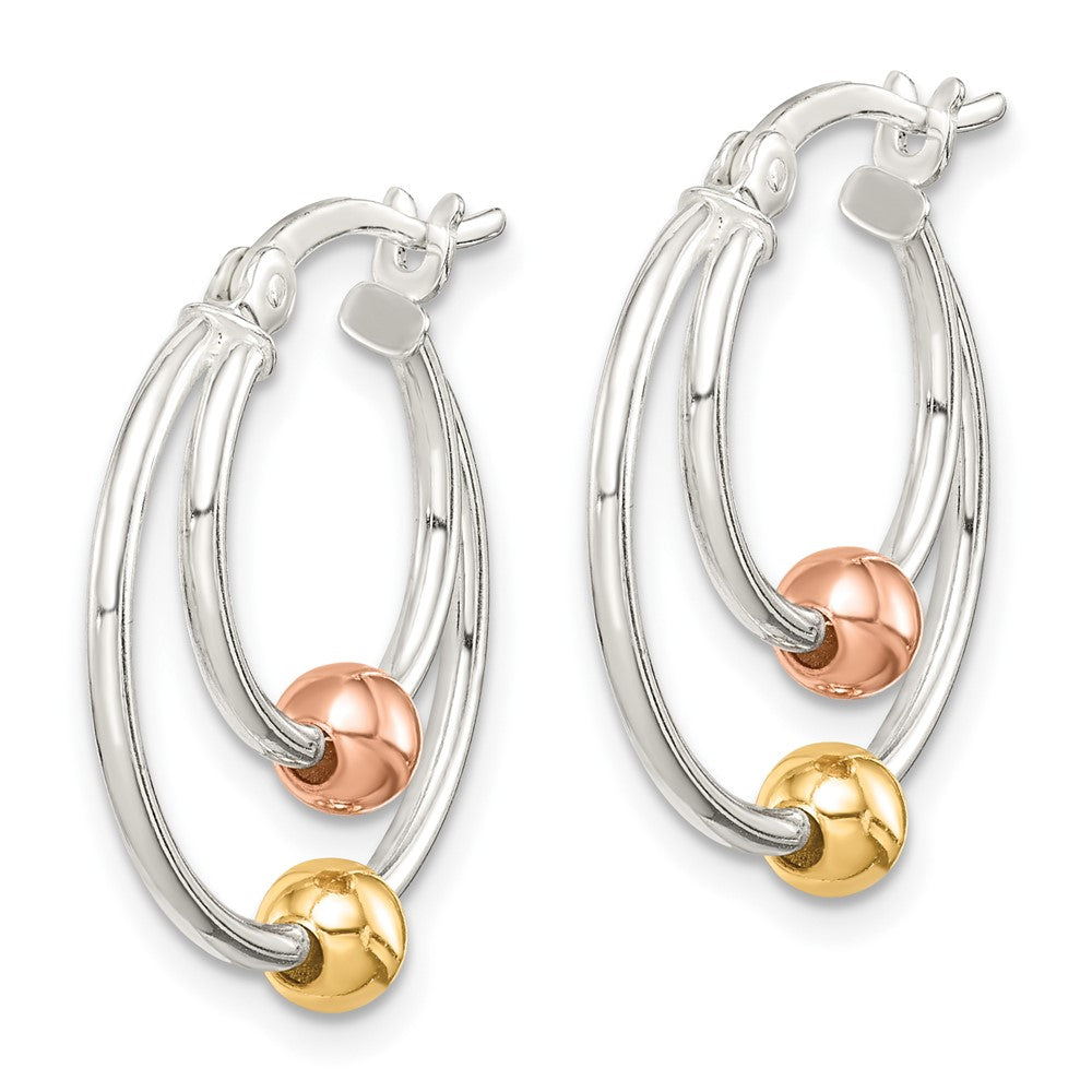 Sterlingsilber Rose und Goldfarben Perle Creolen