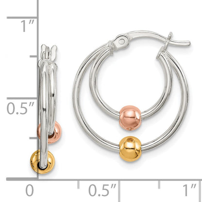 Sterlingsilber Rose und Goldfarben Perle Creolen