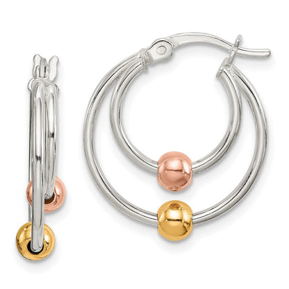 Sterlingsilber Rose und Goldfarben Perle Creolen