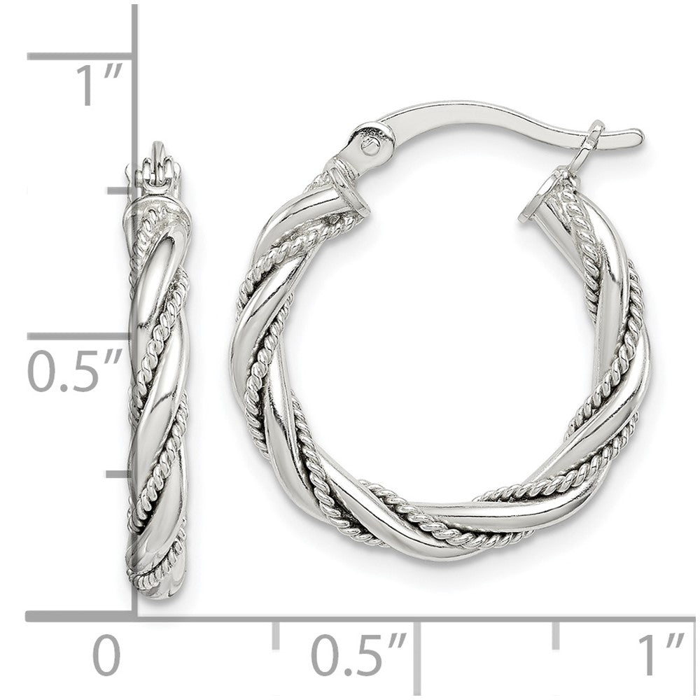 Sterlingsilber Gedreht Strukturiert 3x20mm Creolen