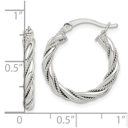 Sterlingsilber Gedreht Strukturiert 3x20mm Creolen