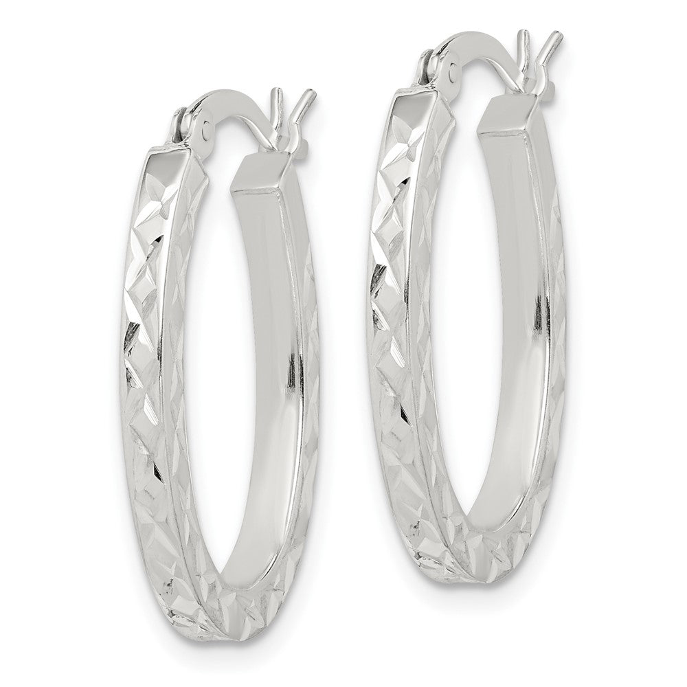 Sterlingsilber Diamantiert 2.5mm Oval Creolen