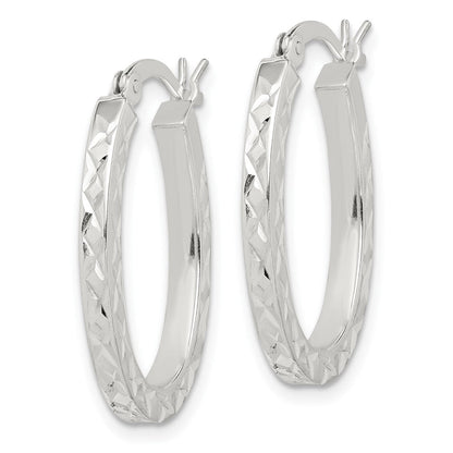 Sterlingsilber Diamantiert 2.5mm Oval Creolen