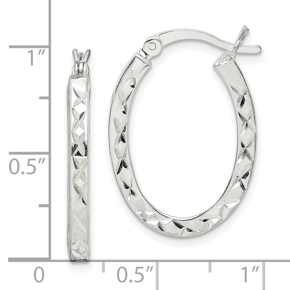 Sterlingsilber Diamantiert 2.5mm Oval Creolen