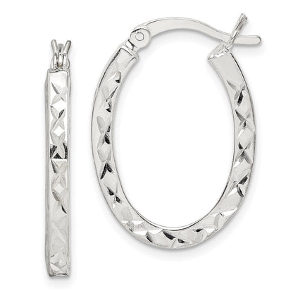 Sterlingsilber Diamantiert 2.5mm Oval Creolen