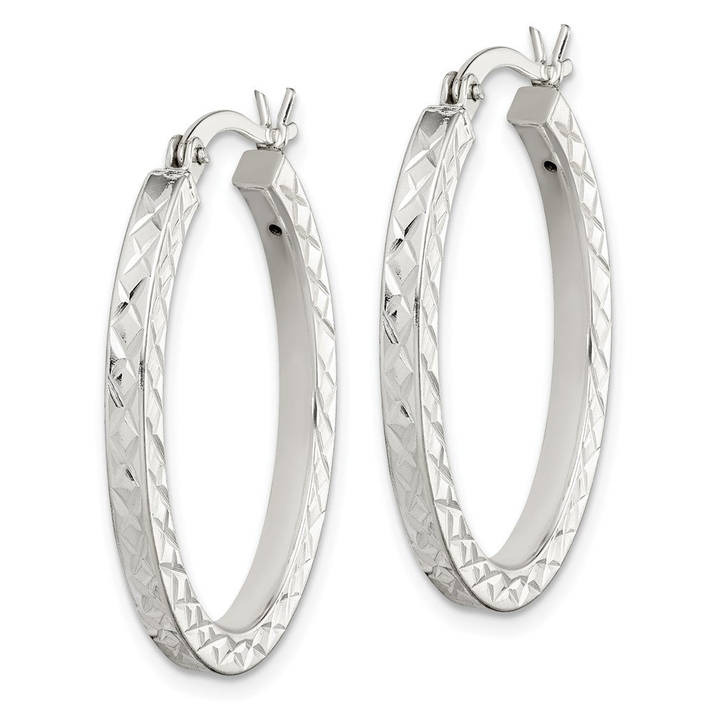 Sterlingsilber Diamantiert 2.5mm Oval Creolen