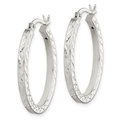 Sterlingsilber Diamantiert 2.5mm Oval Creolen