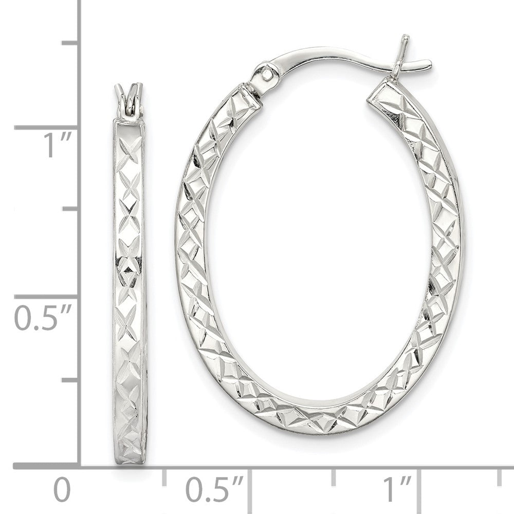 Sterlingsilber Diamantiert 2.5mm Oval Creolen