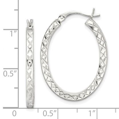 Sterlingsilber Diamantiert 2.5mm Oval Creolen