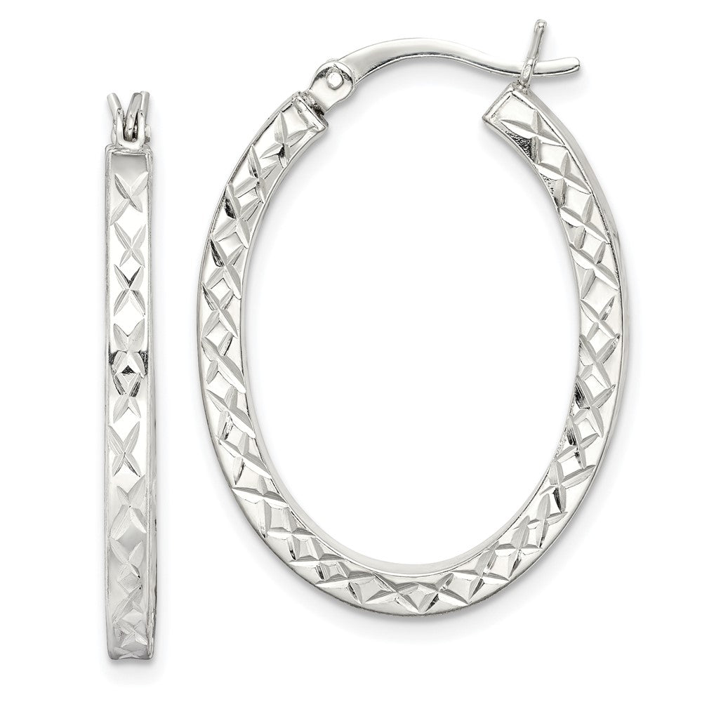 Sterlingsilber Diamantiert 2.5mm Oval Creolen